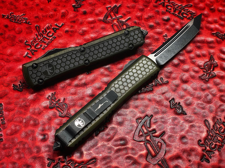 Microtech Ultratech Hex Pattern Tanto Weathered OD Green Signature Series