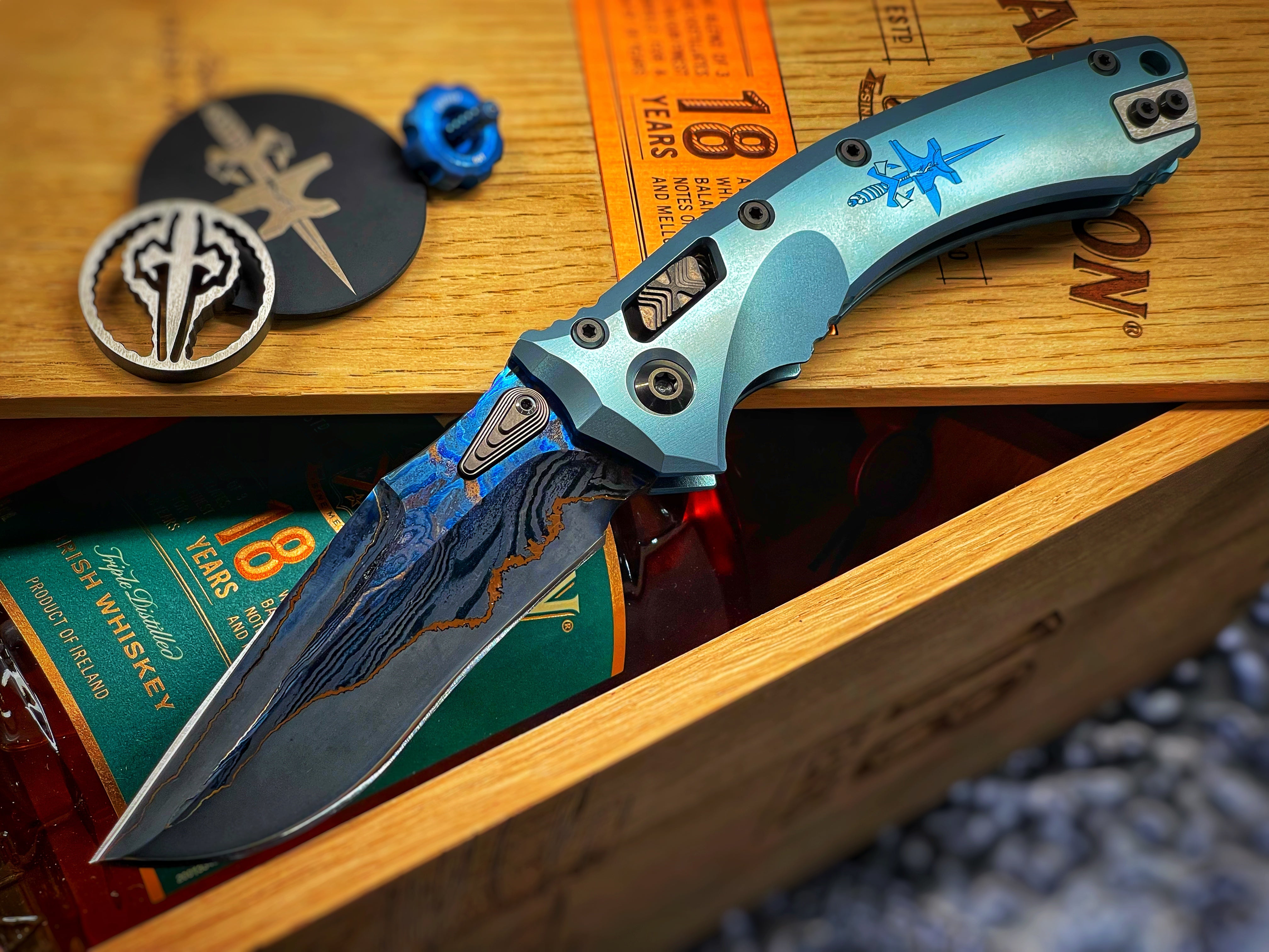Marfione Custom Knives Amphibian RAM-LOK Metroid Broken Anvil Damascus