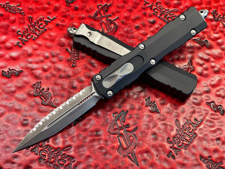 Microtech Dirac Delta Double Edge Apocalyptic Full Serrated OTF Automatic Knife