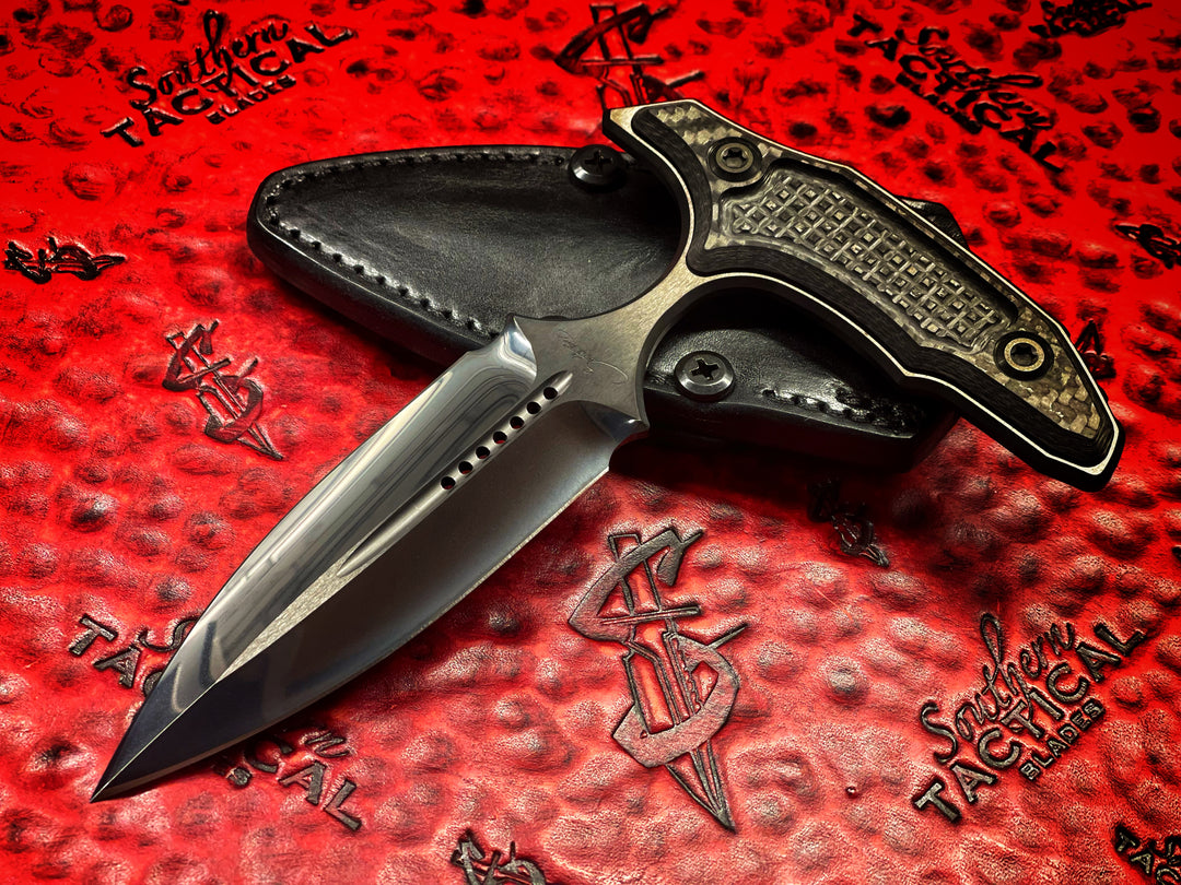 MARFIONE Custom/Bastinelli Knives Hypnotic Push Dagger Double Edge, Diamond Wash DLC