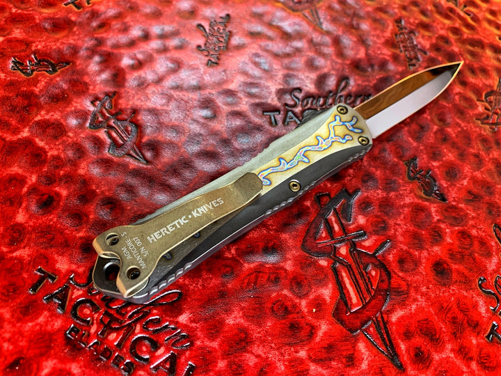 Heretic Knives Manticore S, Mirror Polished Spike Grind, DLC Blazed Titanium