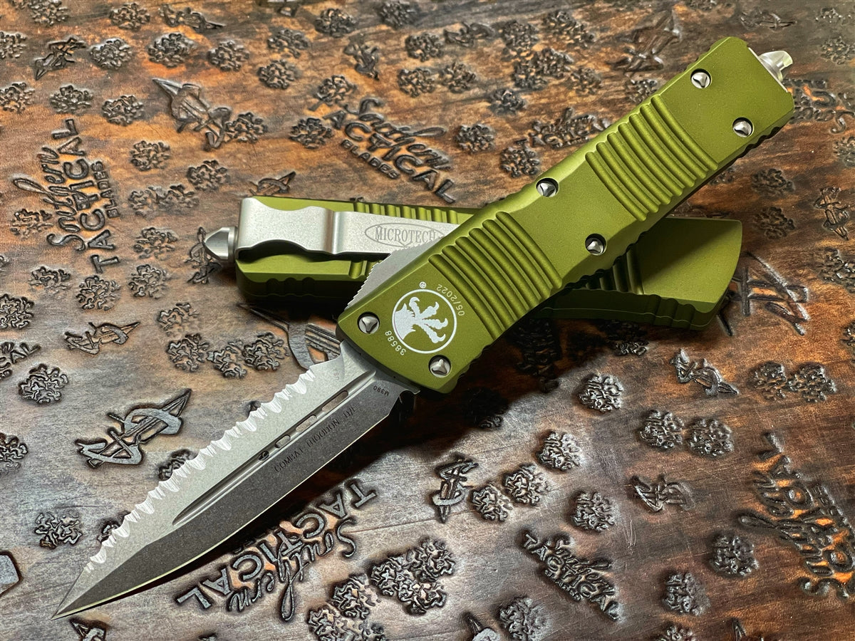 Microtech Combat Troodon Double Edge Full Serrated Stonewashed Od Gree 