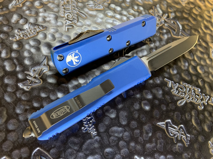 Microtech UTX-85 Single Edge Partial Serrated Blue