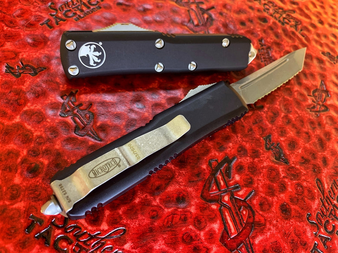 Microtech UTX85 Tanto Full Serrated Stonewashed