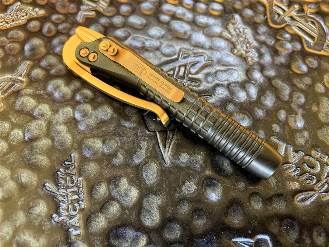 Microtech Siphon II, Frag Black Stainless Steel w/ Bronze Accents