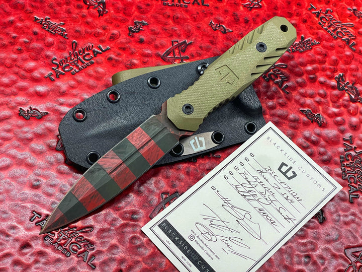 Blackside Customs P7 SDM Freddy’s Dirty Sweater Cerakote w/ Tan G10 Scales, Fixed Blade Dagger