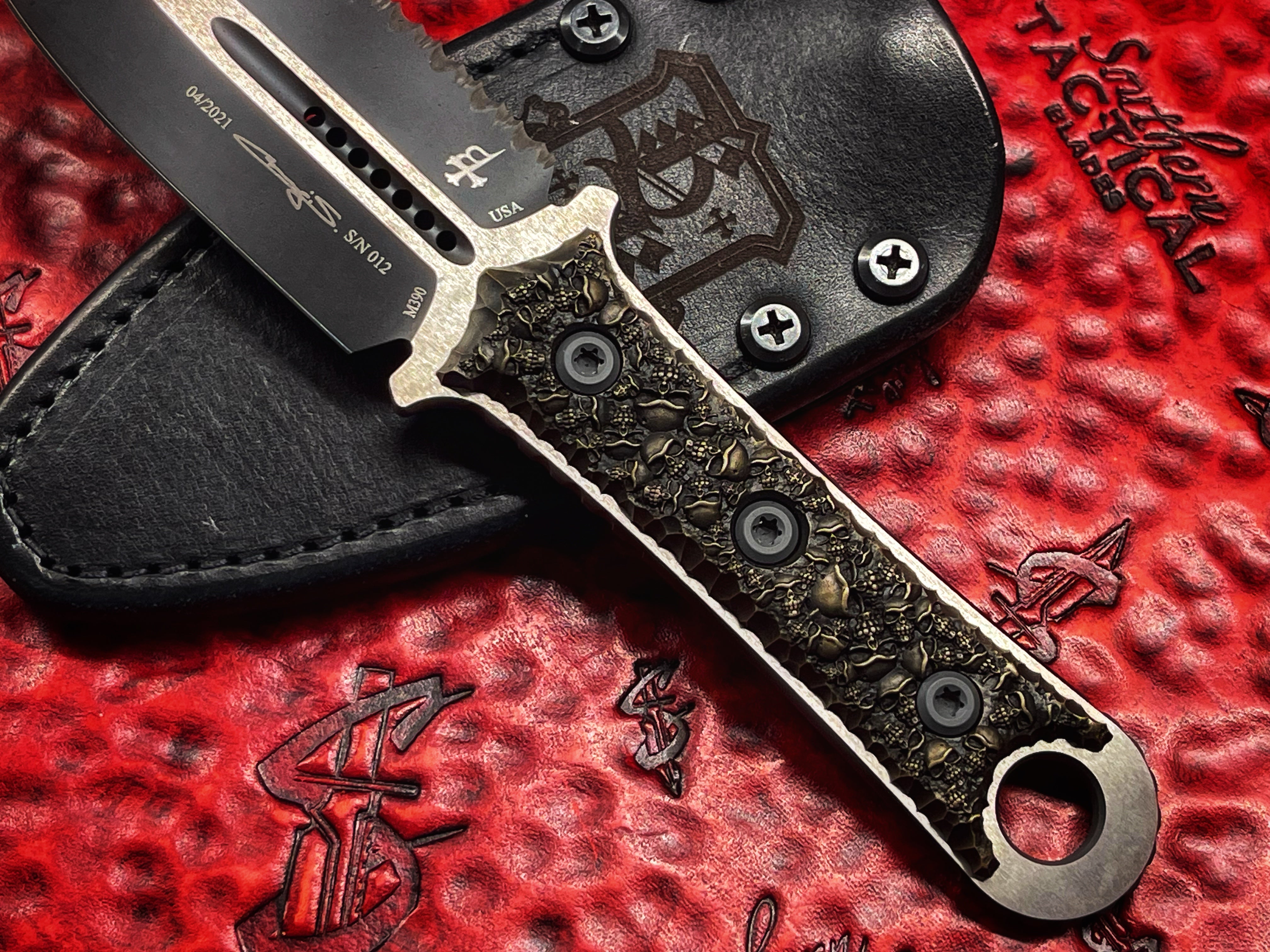 Microtech/Borka Blades SBD 2 Saints Urban Camo Full Serrated Fixed Bla