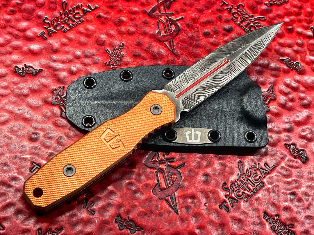 Blackside Customs P7 SDM D/E Dagger Fixed Blade Beskar Red Line Finish Copper Scales