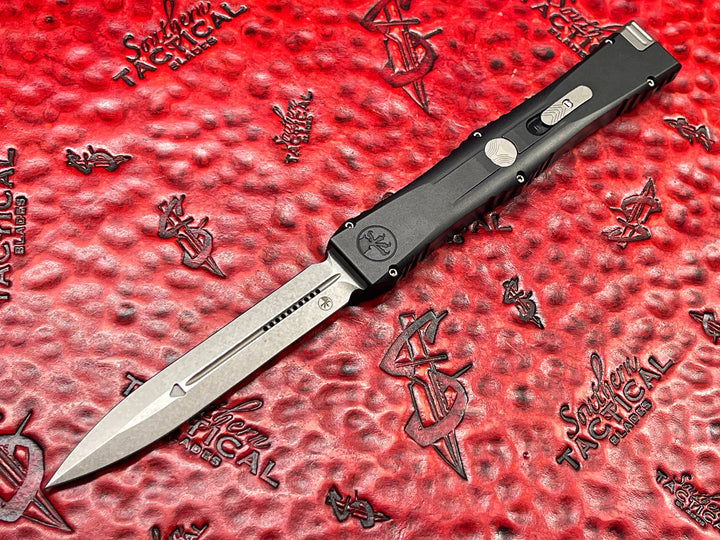 Microtech Nemesis IV, Double Edge, MARFIONE Select, Stonewash Finish, Anodized Alloy, Double Vapor Blast Stainless Accents, Single Action OTF Knife
