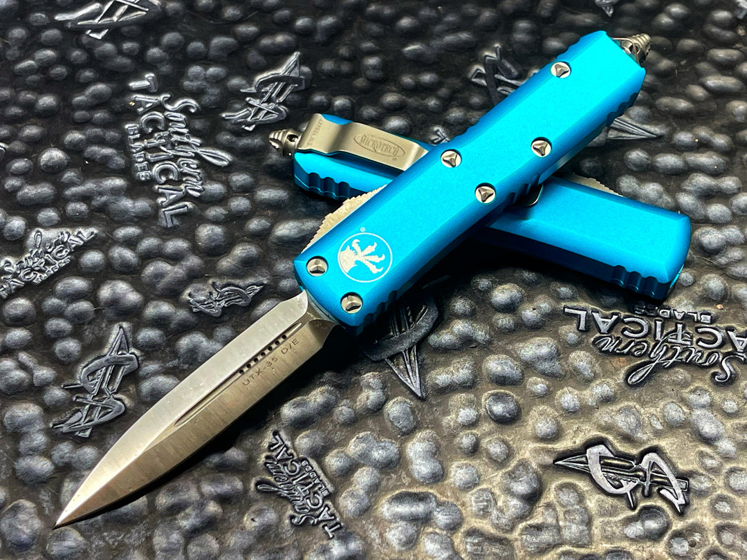 Microtech UTX85 Double Edge Satin Standard Turquoise