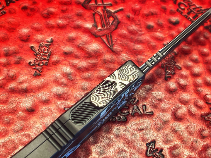 Microtech Scarab II GEN III, Tanto w Cerakote Hamon, Samurai Motif, Double Action OTF Knife