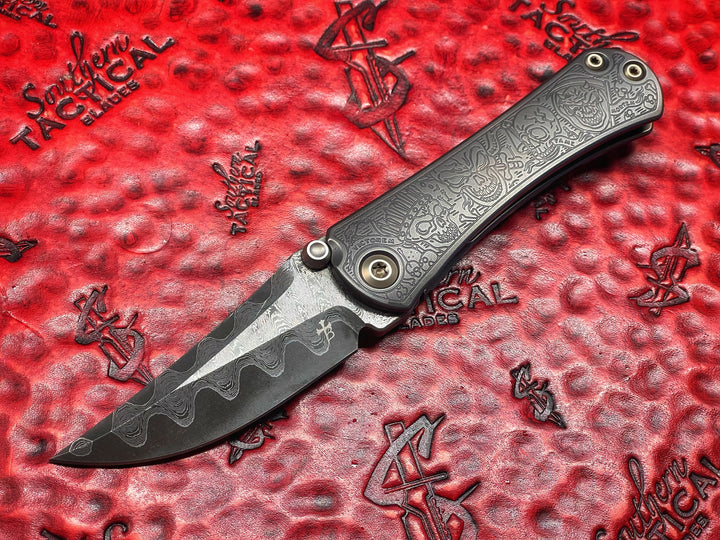 Borka Blades SBKF, Vegas Forge Nitro V Core Damascus, Ti2 Four Horsemen Titanium Scales, Manual Folding Knife