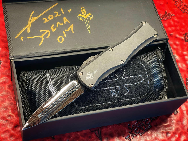 Marfione Customs Hera D/E Spike Grind Hot Blued Mosaic Damascus