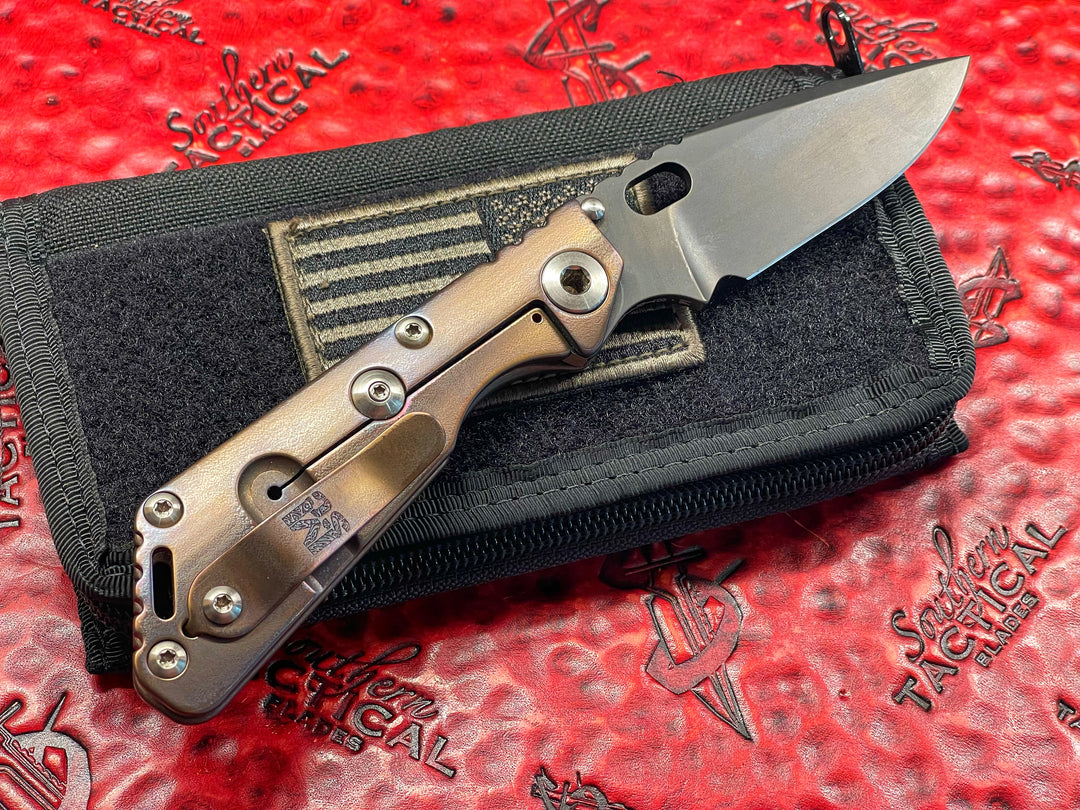 Strider Knives SNG Performance Series, Nitrate Coated, Orange Peel Finished Titanium, Manual Folding Knife Pre-Owned