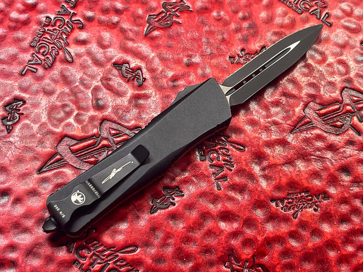 Microtech Troodon Double Edge, Tan G10 Top, Full Serrated Signature Series serial #002