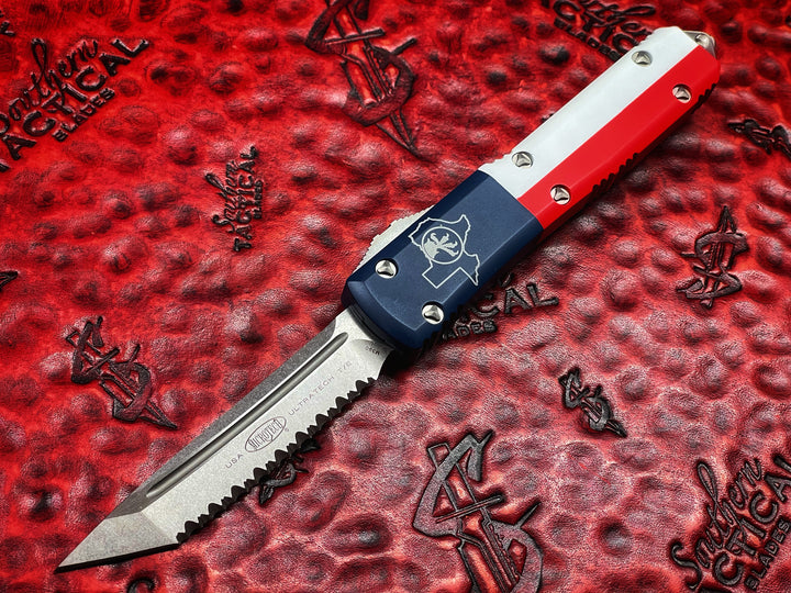 Microtech Ultratech Texas Flag Signature Series - Texas Flag Cerakote