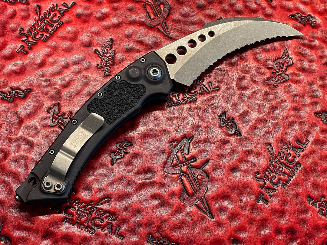 Pre-Owned Microtech Hawk Automatic Stonewashed Full Serrated