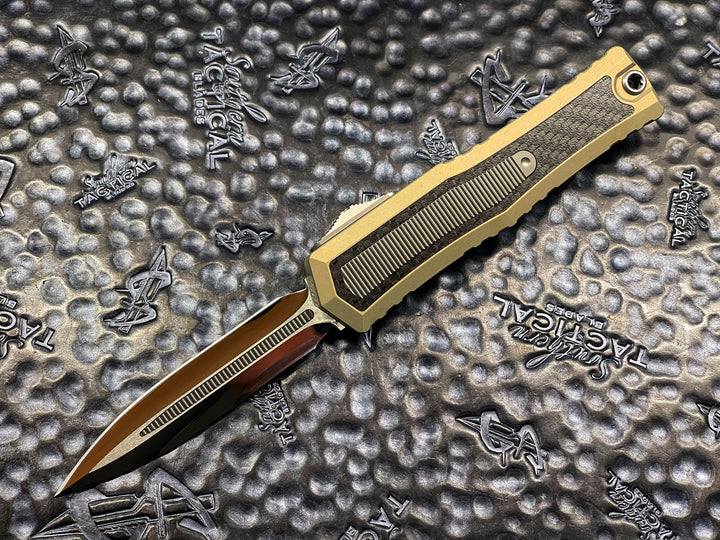 MARFIONE Custom Atreus Prototype 1 of 3, Double Edge Mirror polished, Sand Anodized Aluminum Chassis, Carbon Fiber and Titanium Accents, Double Action OTF
