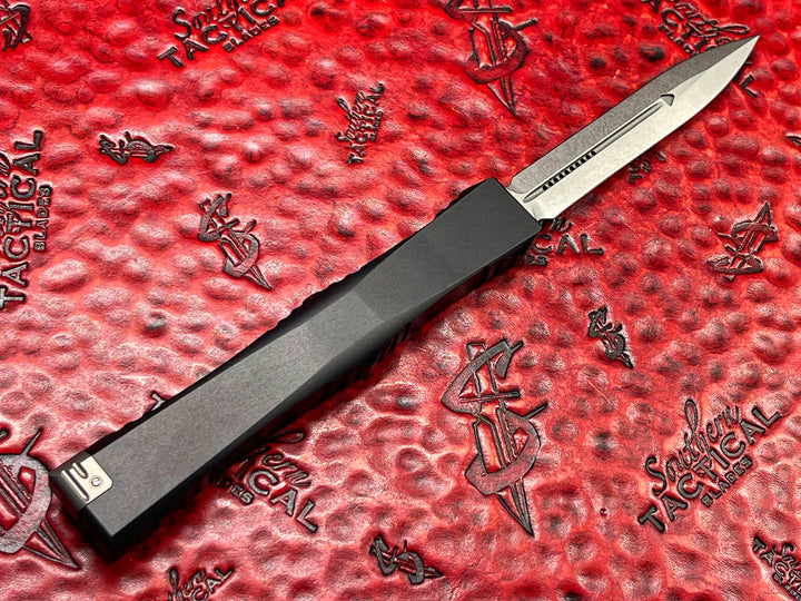 Microtech Nemesis IV, Double Edge, MARFIONE Select, Stonewash Finish, Anodized Alloy, Double Vapor Blast Stainless Accents, Single Action OTF Knife