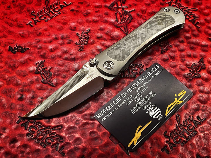 Marfione Custom Knives SBKF Assassin Grind Meteorite Inlay