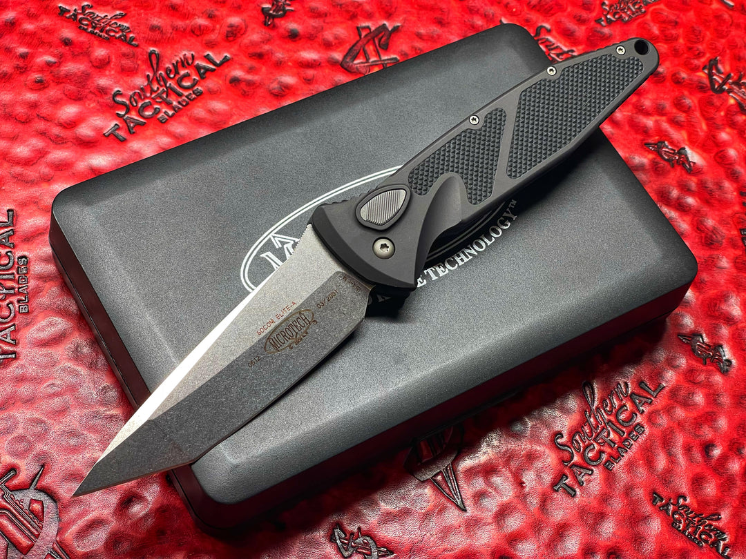 Microtech Knives Vintage Socom Elite Auto, Tanto Edge, Stonewash Standard, Automatic OTS Knife