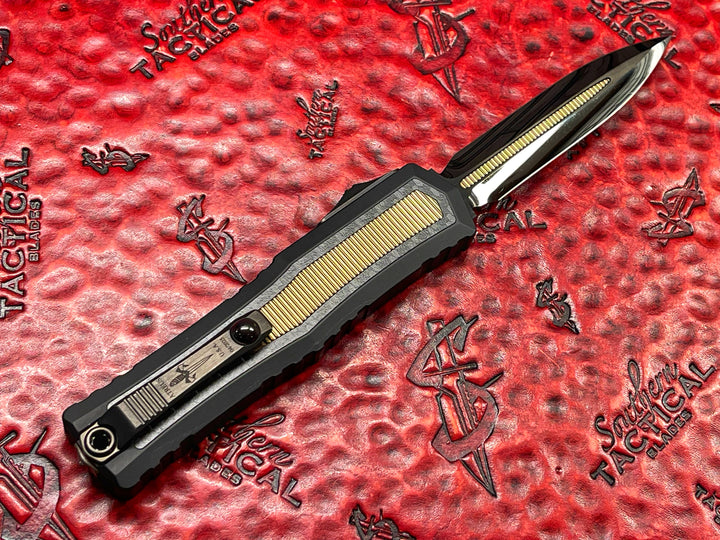 MARFIONE Custom Atreus ZBP OTF Double Edge, DLC Cracked Ice w/ Bronze 6AL4V Titanium Inlay, Anodized Alloy, w/ Carbon Fiber and Bronze Titanium Inlay (PRE-OWNED)