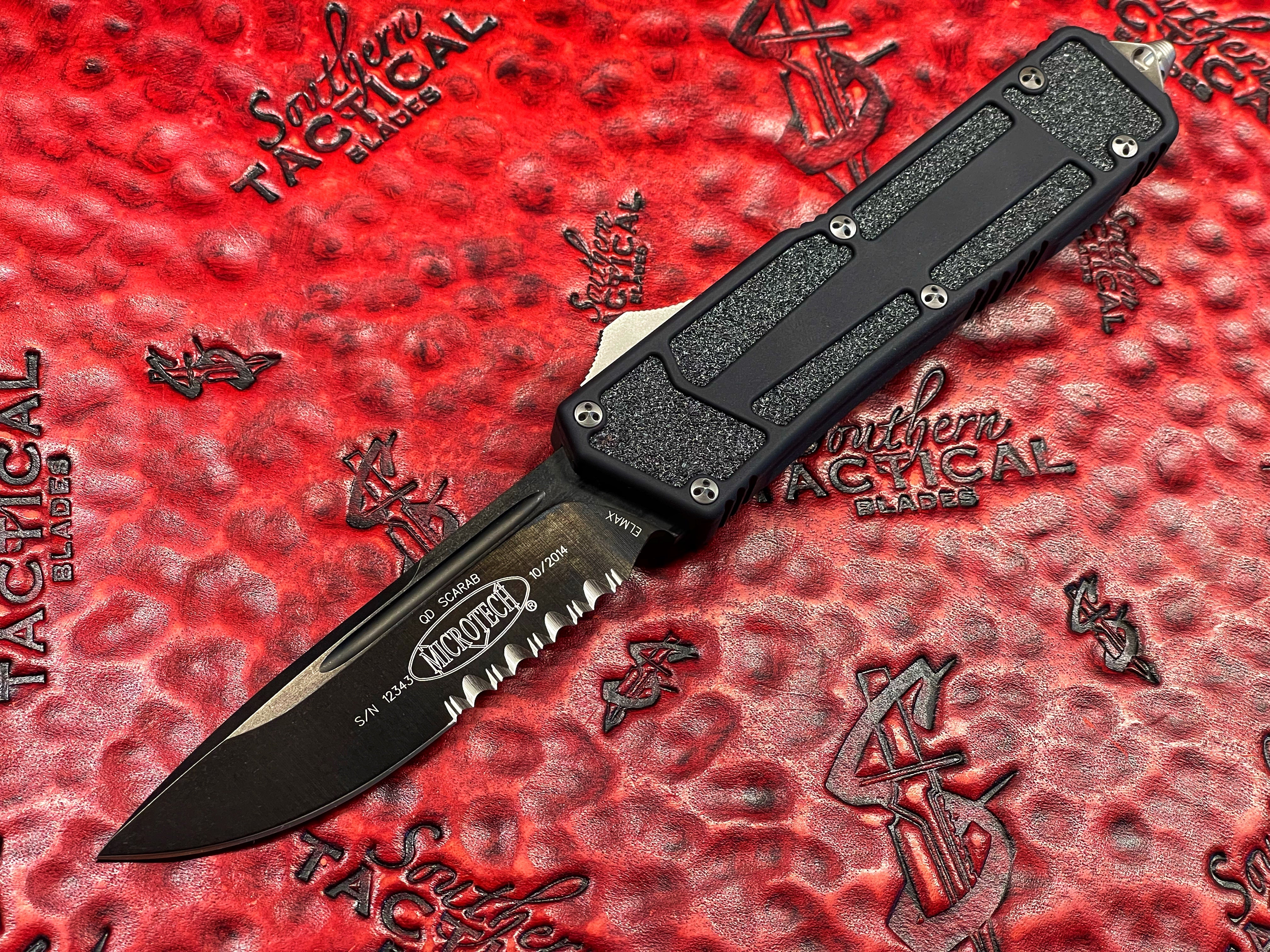 Microtech Quick Deploy Scarab, Single Edge, Part Serrated DLC, Standar