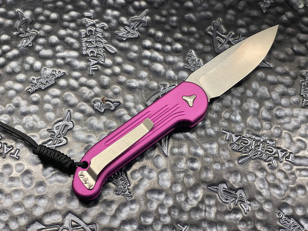Microtech LUDT Single Edge Stonewash Standard Violet Single action automatic OTS Knife