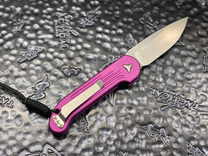 Microtech LUDT Single Edge Stonewash Standard Violet Single action automatic OTS Knife