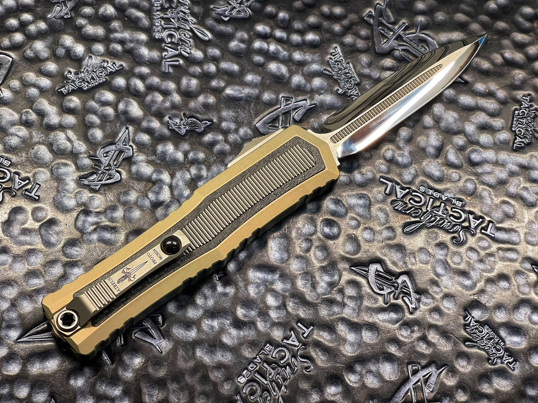 MARFIONE Custom Atreus Prototype 1 of 3, Double Edge Mirror polished, Sand Anodized Aluminum Chassis, Carbon Fiber and Titanium Accents, Double Action OTF