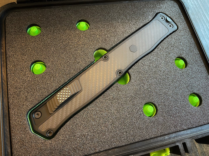 Heretic Knives 2X Cleric 2, Double Edge, DLC, Carbon Fiber Inlay, Serial #007