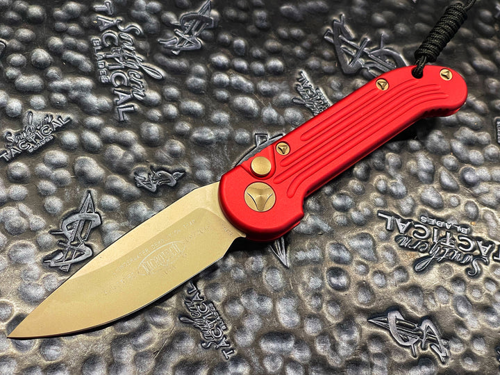 Microtech LUDT Single Edge Bronzed Standard Red automatic OTS knife