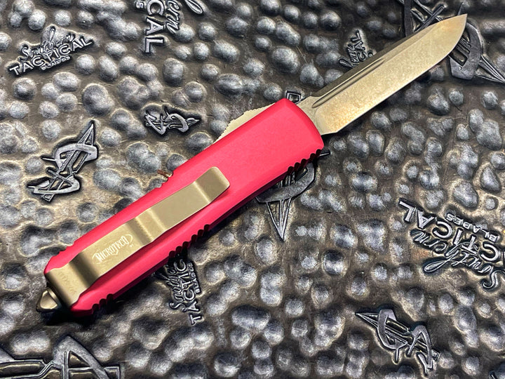 Microtech UTX-85 Single Edge Stonewash Standard Pink, Double Action OTF Knife