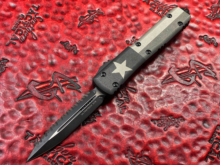Microtech Ultratech Double Edge Full Serrated NRA Texas 2022 Signature Series Double Action OTF Knife