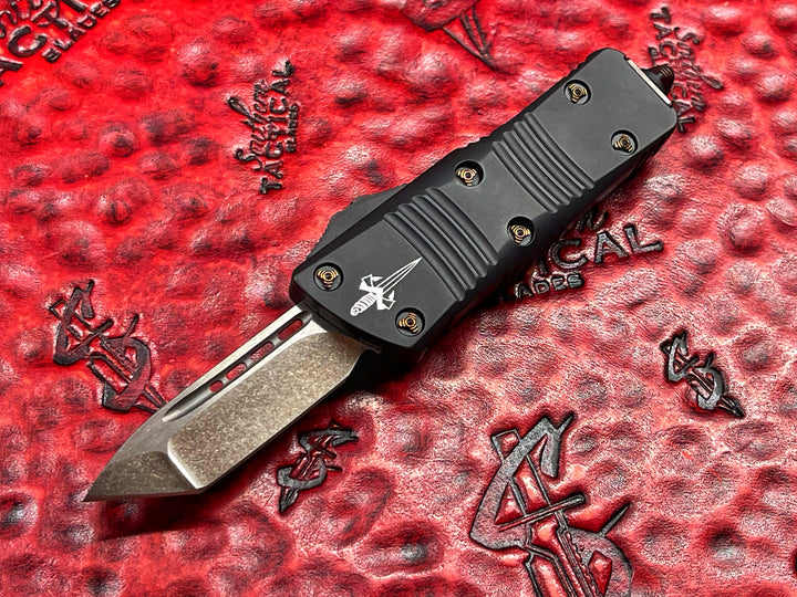 Marfione Custom Troodon Mini, Tanto edge Stargrind, Stonewash, Cerakote Black Chassis, w Copper ring accents