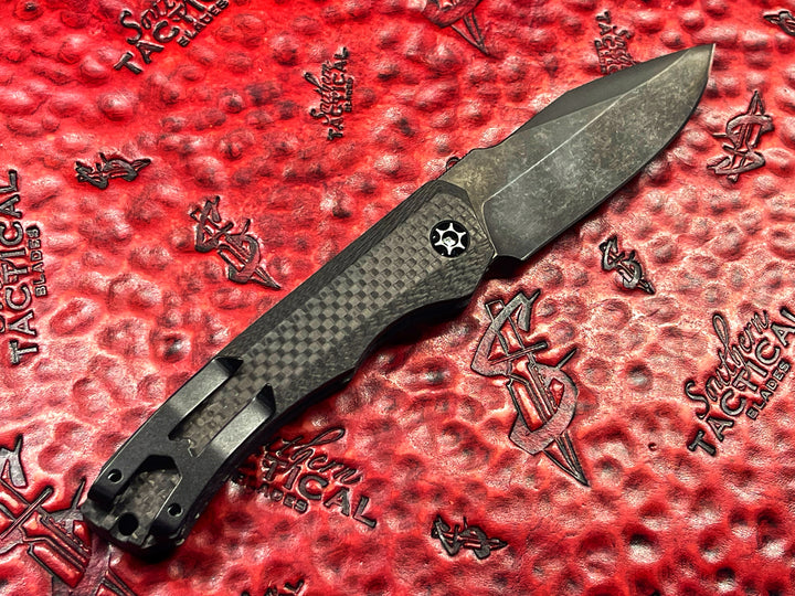 Heretic Knives Wraith Auto Distressed DLC Full Carbon Fiber, Automatic OTS Knife
