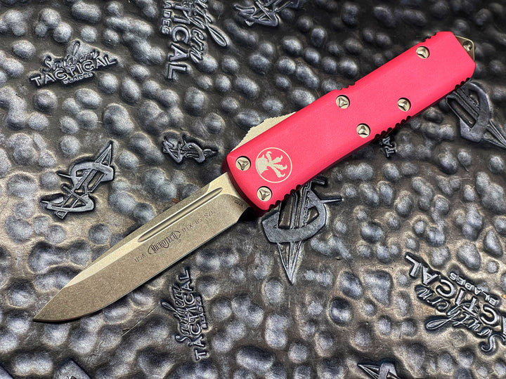 Microtech UTX-85 Single Edge Stonewash Standard Pink, Double Action OTF Knife