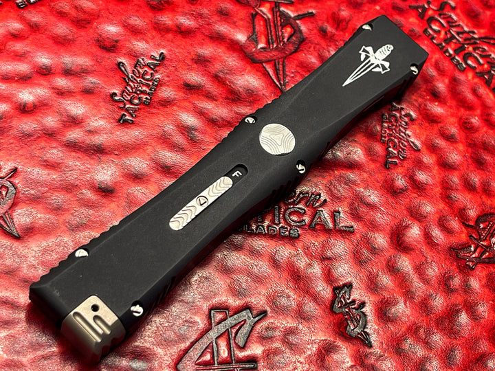 MARFIONE Custom Knives Vintage Nemesis IV, Hand Ground Bead Blast Double Edge Standard, Aluminum Chassis, Single Action OTF