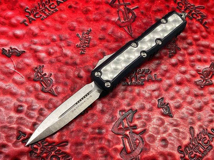 Microtech Daytona, Double Edge Stonewash Standard w/ Bubble Inlay, Doubke Action OTF knife.