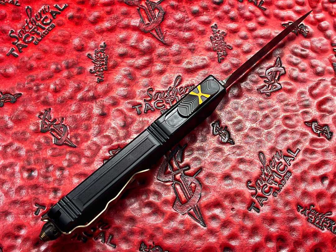 Marfione Custom Scarab II Double Edge Spike Grind, Vines and Rose Damascus, Bronzed Ring Ti Accents