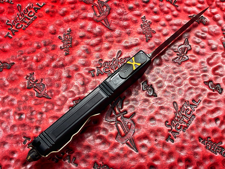 Marfione Custom Scarab II Double Edge Spike Grind, Vines and Rose Damascus, Bronzed Ring Ti Accents