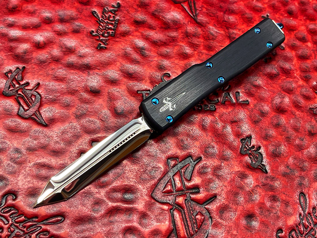 Marfione Custom UTX70 Spartan Mirror Polished, Hefted Aluminum, Blue Titanium Accents
