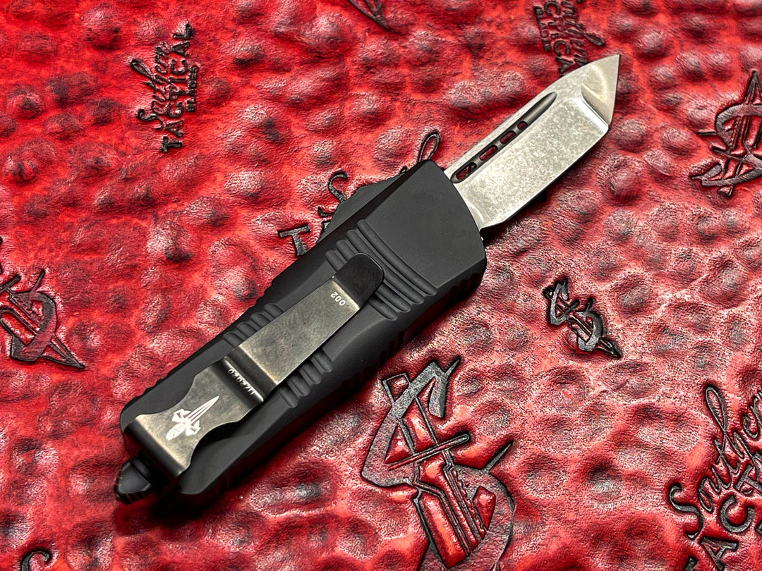 Marfione Custom Troodon Mini, Tanto edge Stargrind, Stonewash, Cerakote Black Chassis, w Copper ring accents