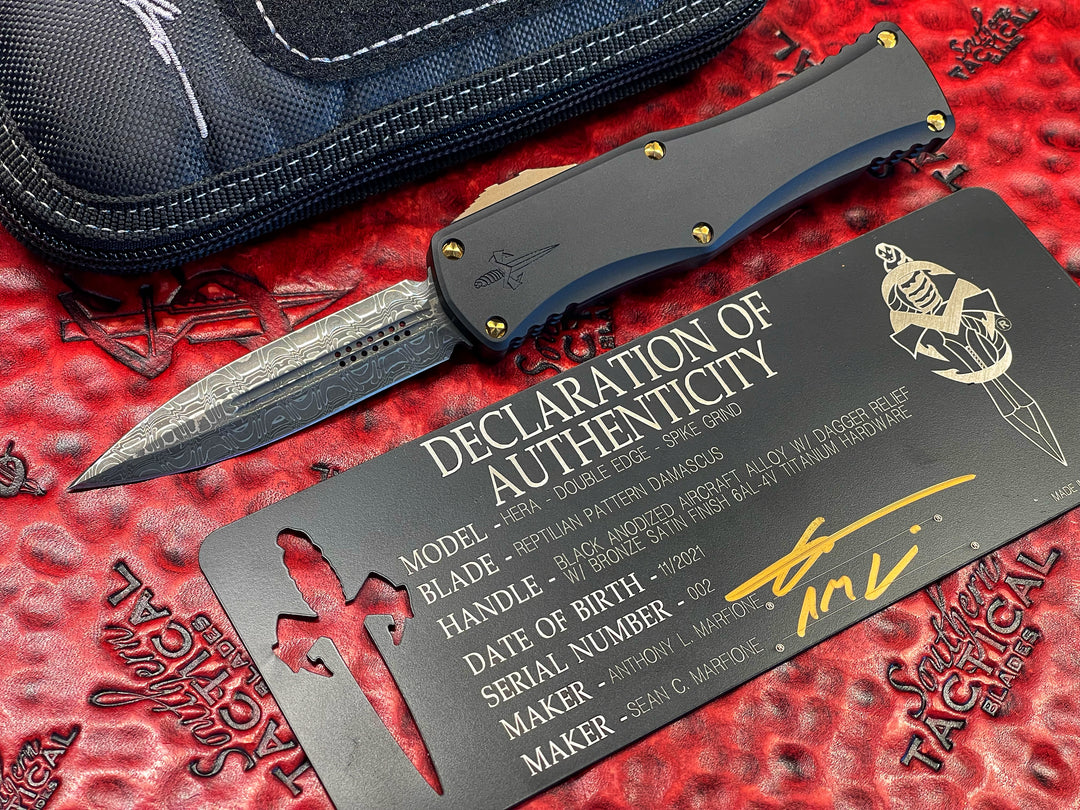 Marfione Custom Knives Damascus Hera, Spike Grind w/ Reptilian Pattern Damascus - Serial #002 ***