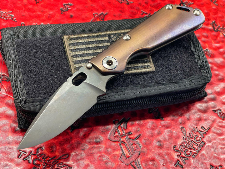 Strider Knives SNG Performance Series, Nitrate Coated, Orange Peel Finished Titanium, Manual Folding Knife Pre-Owned