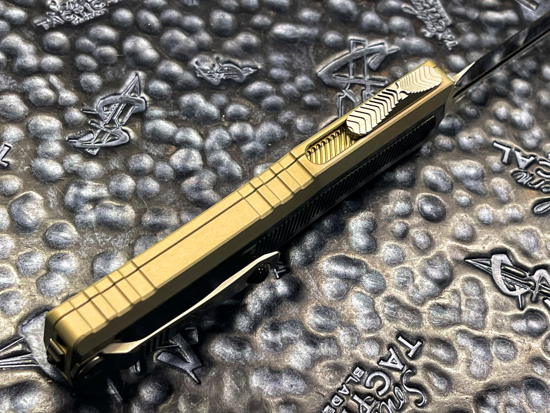 MARFIONE Custom Atreus Prototype 1 of 3, Double Edge Mirror polished, Sand Anodized Aluminum Chassis, Carbon Fiber and Titanium Accents, Double Action OTF