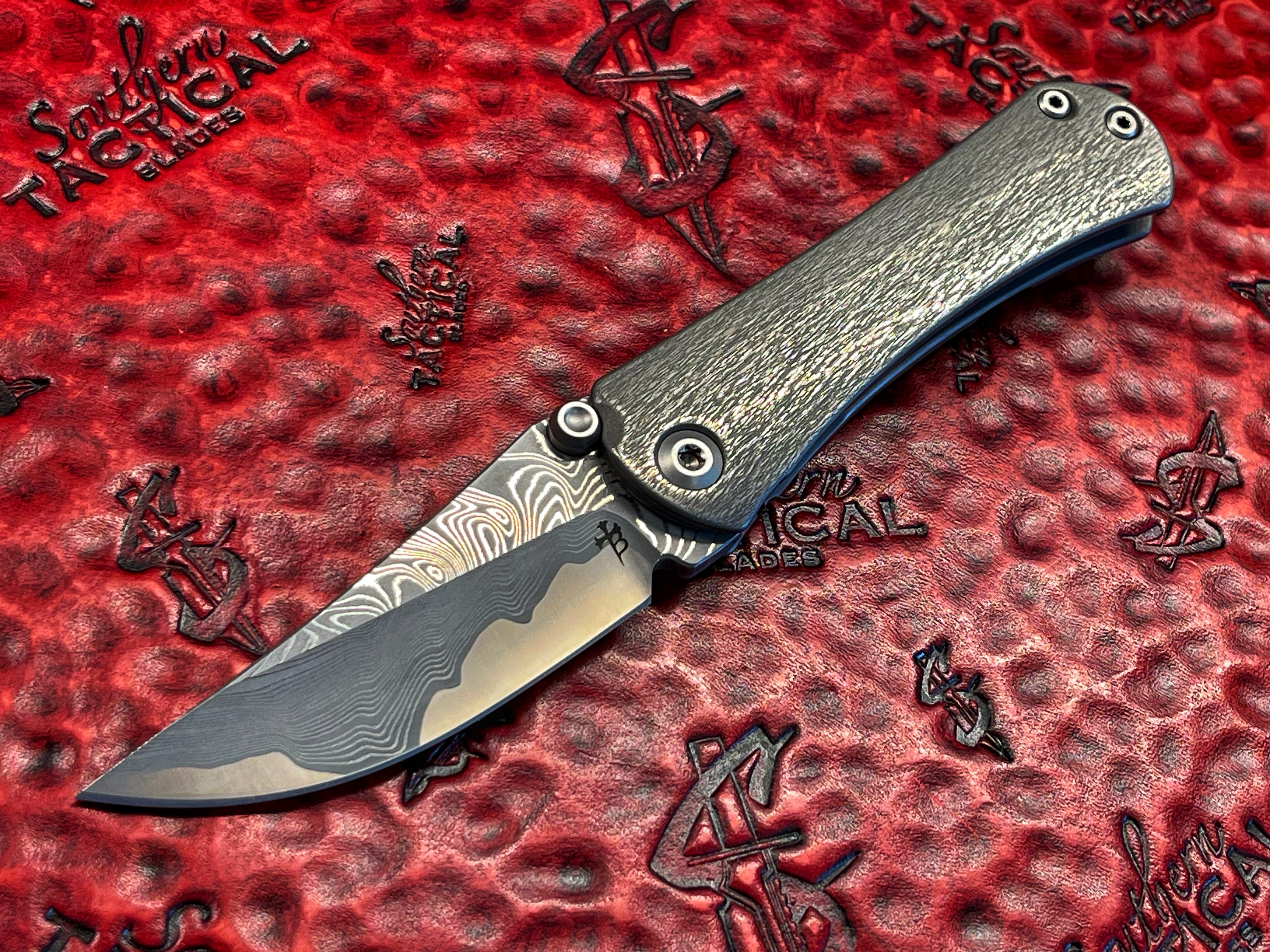 Broka Blades SBKF Custom Folder - Vegas Forge San Mai Blade, Barked Titanium Scales