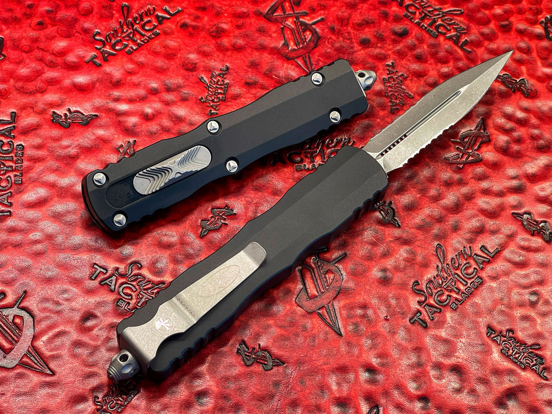 Microtech Dirac Delta Double Edge Apocalyptic Part Serrated OTF Automatic Knife