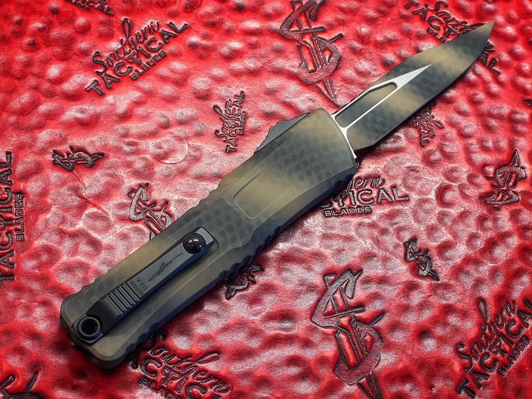 Microtech Combat Troodon Bowie Gen III, Prototype Reptilian Camo Cerakote, Signature Series Double Action OTF Knife 1 of 2 made