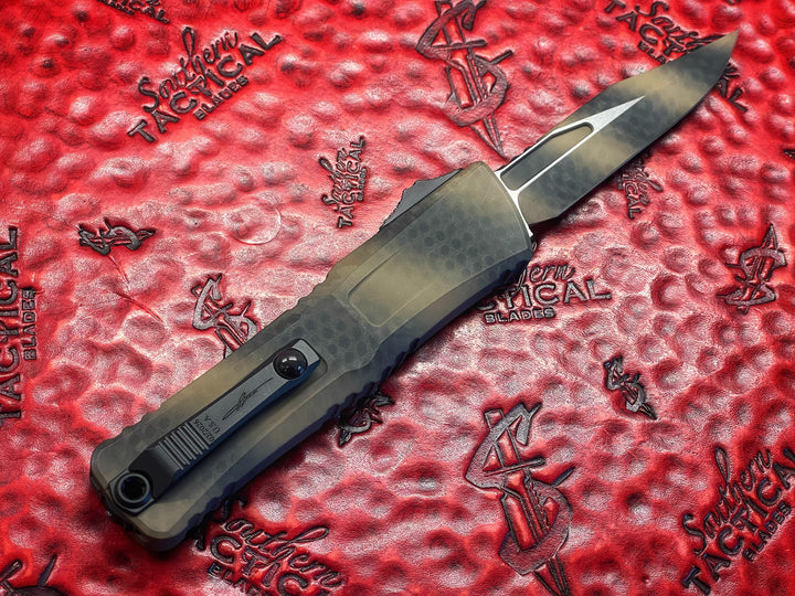 Microtech Combat Troodon Bowie Gen III, Prototype Reptilian Camo Cerakote, Signature Series Double Action OTF Knife 1 of 2 made